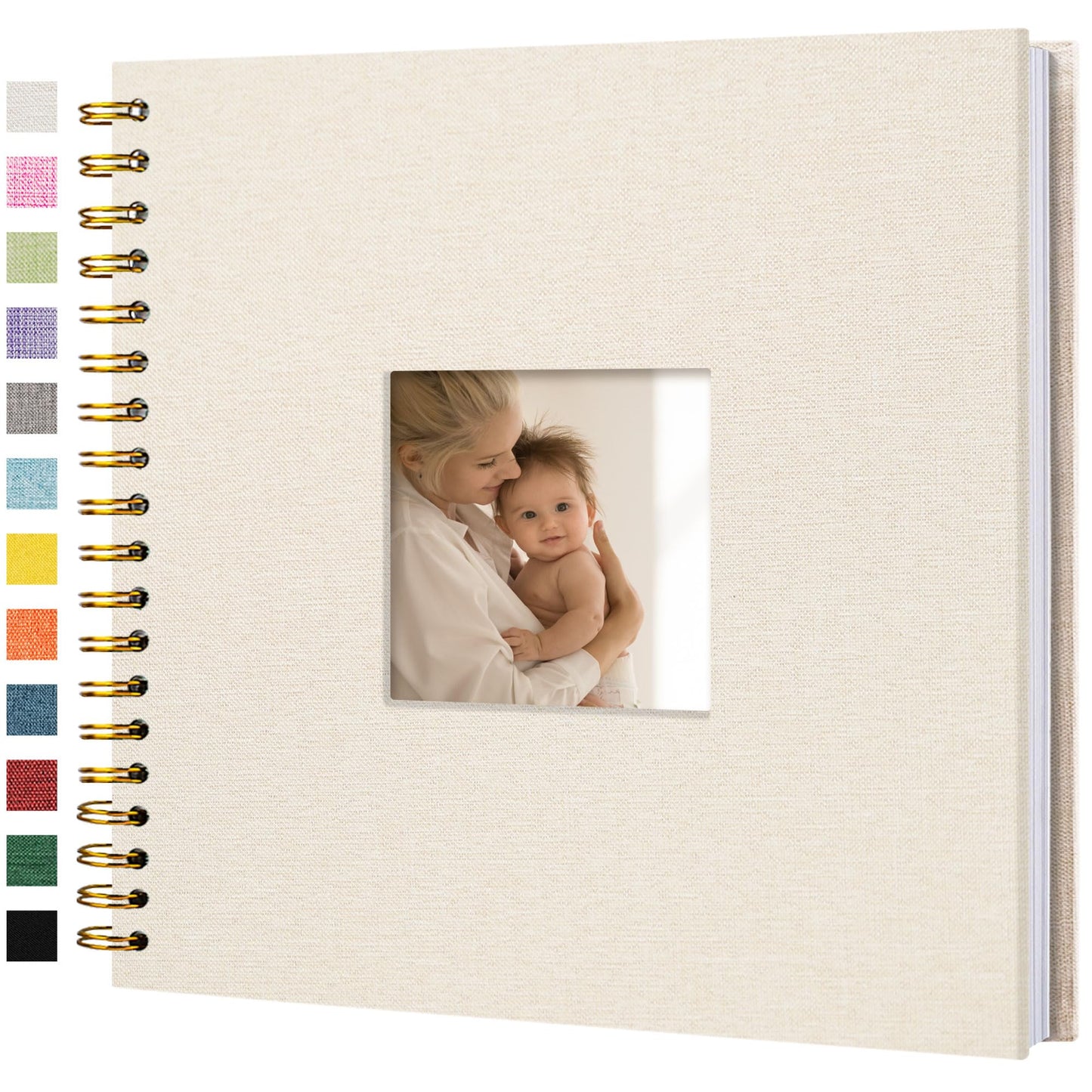 Hiwhy Scrapbook Photo Album Linen Cover, 10 x 10 Inch Hardcover Kraft White Pages Memory Book, for Travel Wedding Guest Book Christmas Baby Shower (20 Sheets/ 40 Pages,Beige)