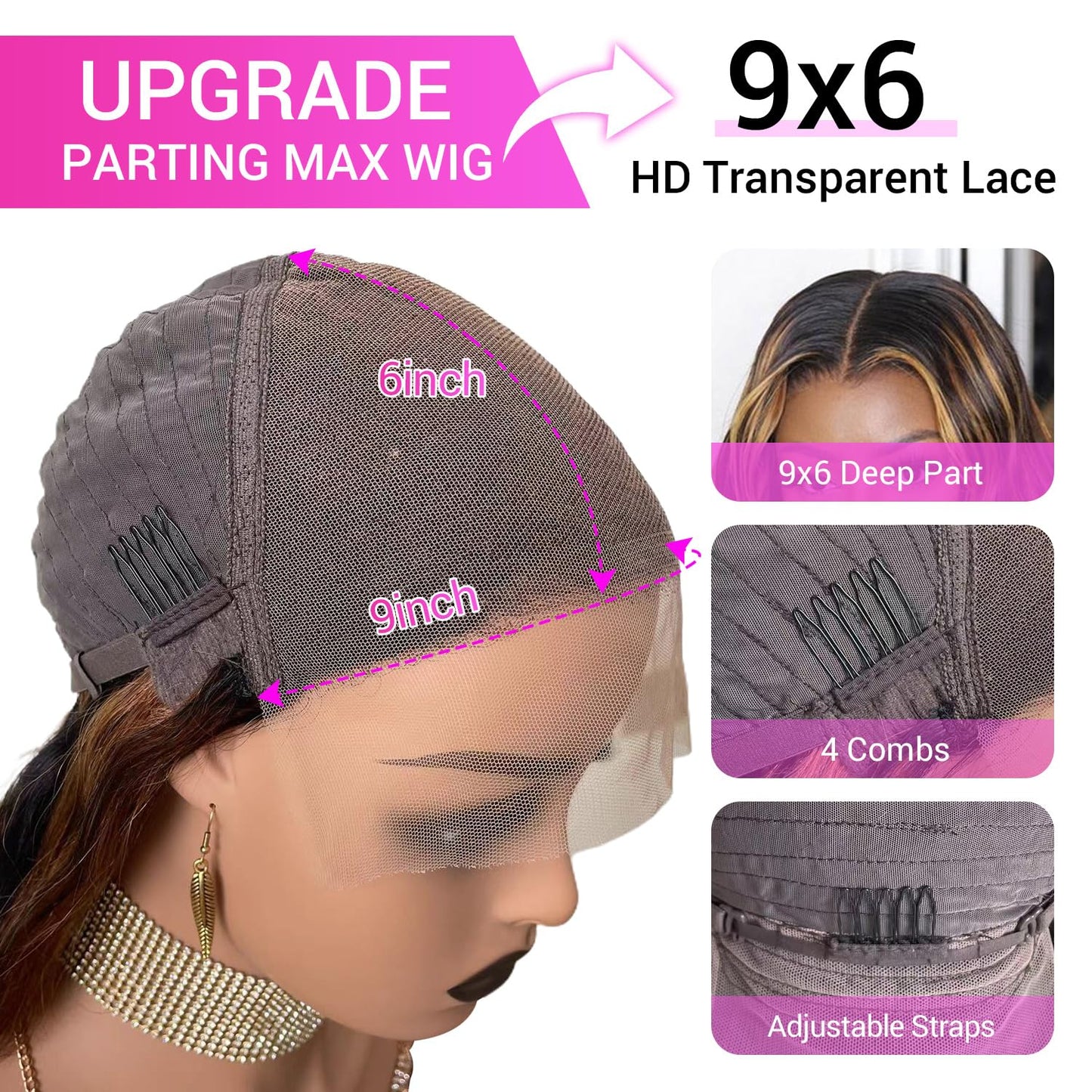 BAIICS Honey Brown Lace Front Wigs Human Hair Pre Plucked with Natural Hairline 9x6 Glueless Wigs Human Hair 1B/30 Highlight body wave lace front wigs human hair 30 Inch…