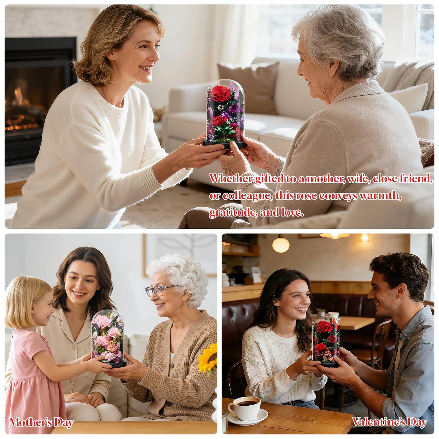 CuteWelt Preserved Roses,Forever Fresh Flowers 7.48in,Gift for Women,Mom,Grandma,Wife,Girlfriend,Sister,and Daughter Perfect for Birthday,Mother’s Day,Valentine’s Day (True Romance1)