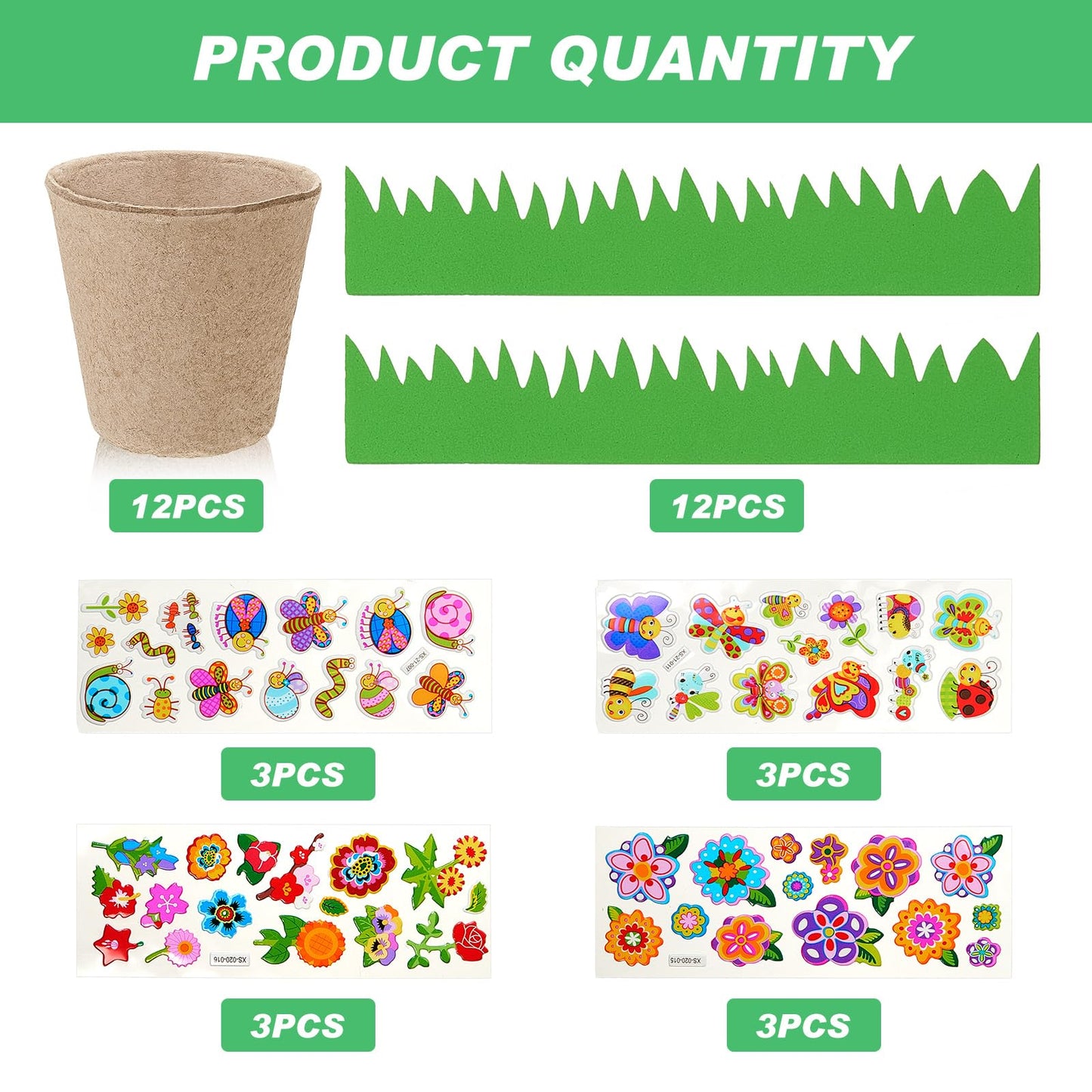 Jecery 30 Sets Garden Paper Craft Kit DIY Foam Flower Pots, Flower Planting and Growing Kit for Spring Summer Early Graduation DIY Crafts