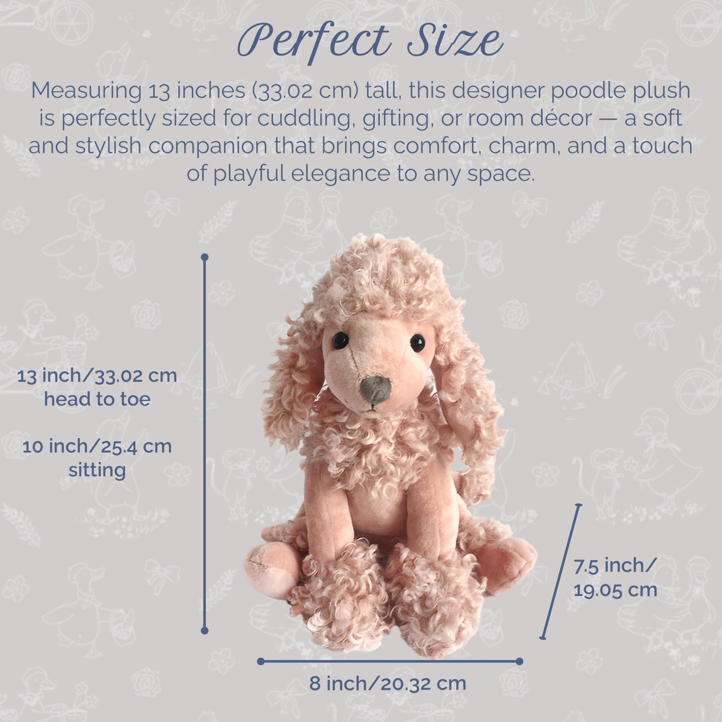 MON AMI Designer Plush Poodle Dog Stuffed Animal– 13”, Fun Adorable Soft and Cuddly Stuffed Toy Gifts for Little Boys/Girls & Kids of All Ages