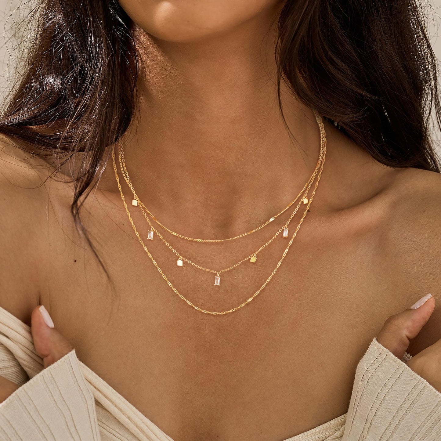 SELFROSE Layered Gold Necklaces For Women,Dainty Prom Chain Necklace Stack Gold Plated Choker Necklaces For Women Trendy Simple Layered Necklace Set Fashion Summer Jewelry