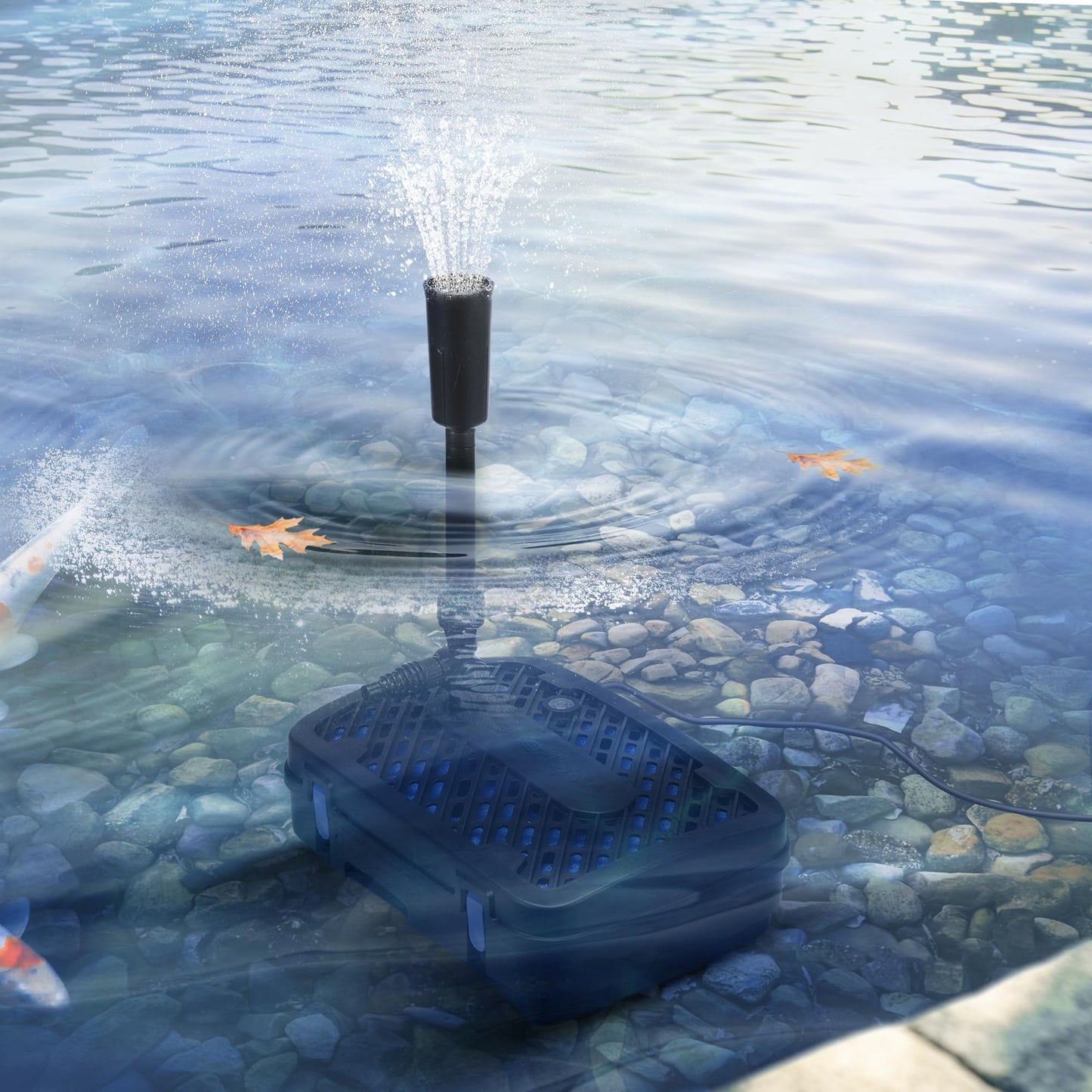 VIVOHOME All-in-One Pond Filter Fountain System Kits, 260 GPH Submersible Water Pump for Ponds up to 790 Gallons