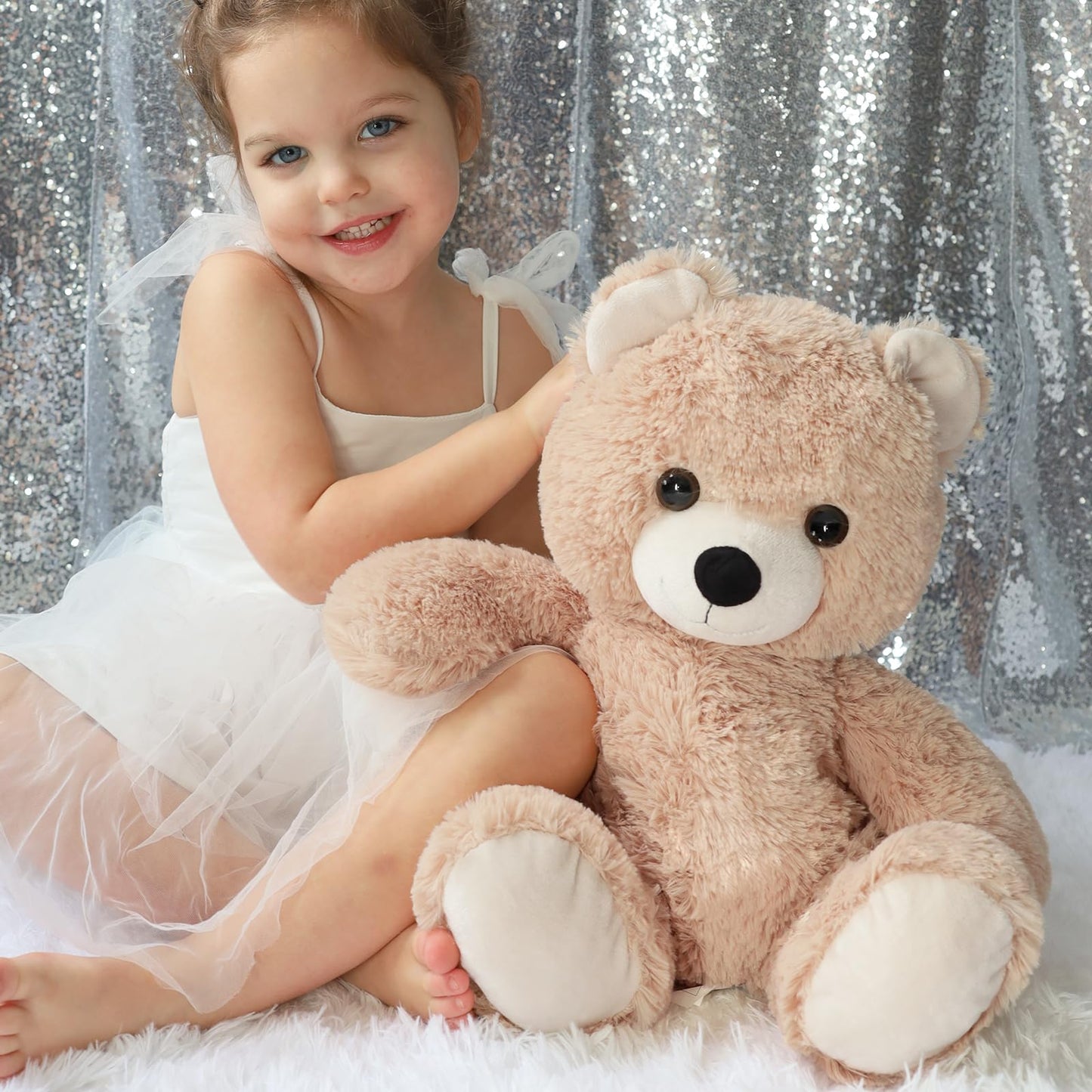 Tezituor 2 Pack Small Teddy Bear Stuffed Animals 18inch, Stuffed Teddy Bear Plush for Kids Baby, Cute Soft Bear Plushie Gift for Girls Boys Children, Plush Bear for Christmas Birthday Valentines