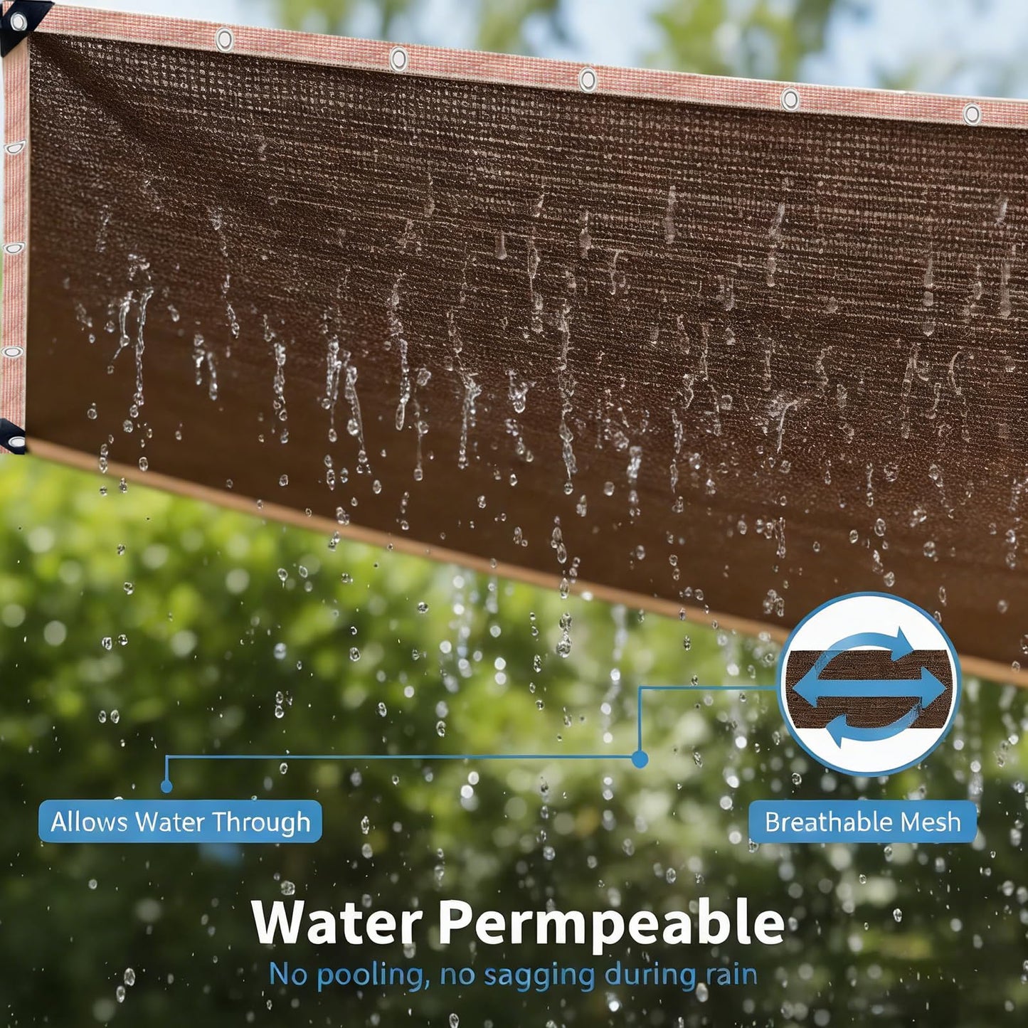 LCYFBE 90% Sun Shade Cloth with Grommets, 5 x 10 FT Pergola Shade Cover Canopy, Mesh Tarp Sun Screens for Patio, Outdoor, Garden, Backyard, Mocha