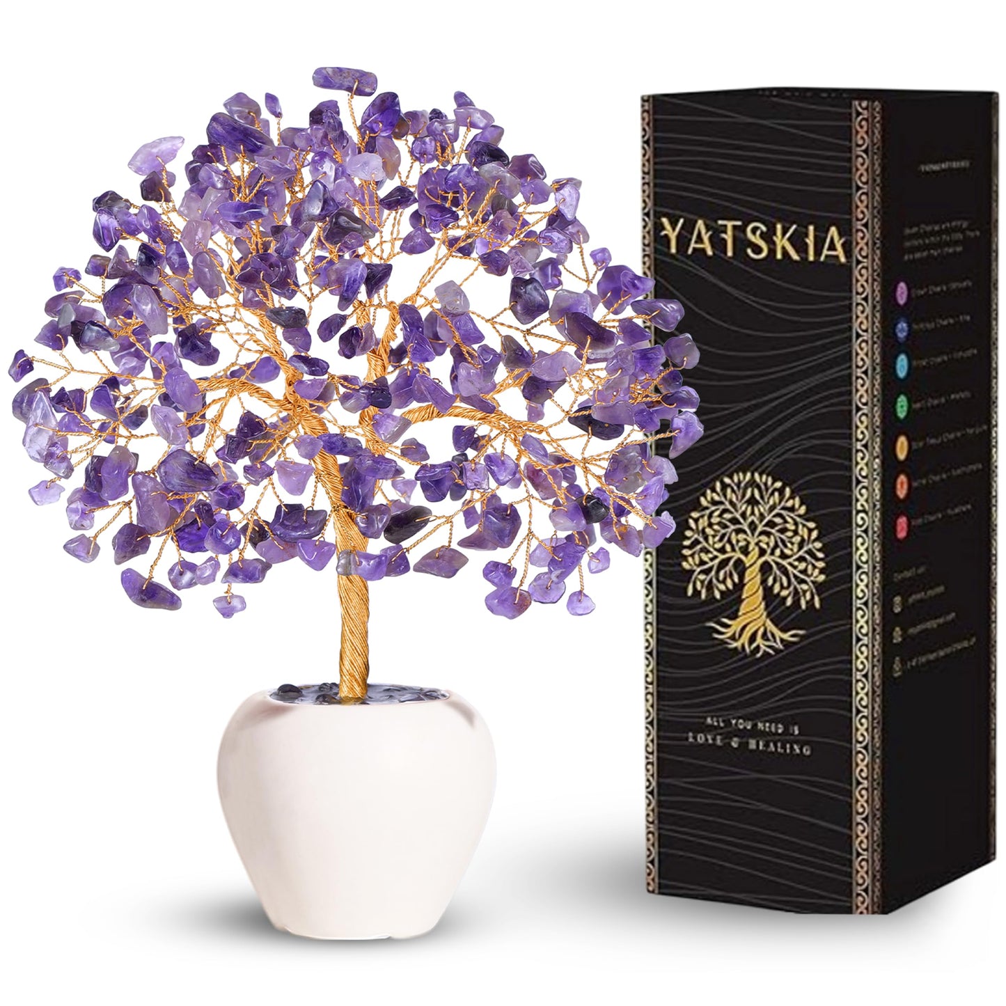 YATSKIA Amethyst Crystal Tree, Gemstones and Crystals, Stone Desk Decor, Healing Crystal, Gem Tree Purple, Unique Gifts for Women, Meditation Decor, Spiritual Gifts