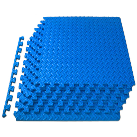 ProsourceFit Exercise Puzzle Mat ½-inch, EVA Interlocking Foam Floor Tiles for Home Gym, Workout Equipment, Kids Play Areas, Blue, 24 SQ FT - 6 Tiles