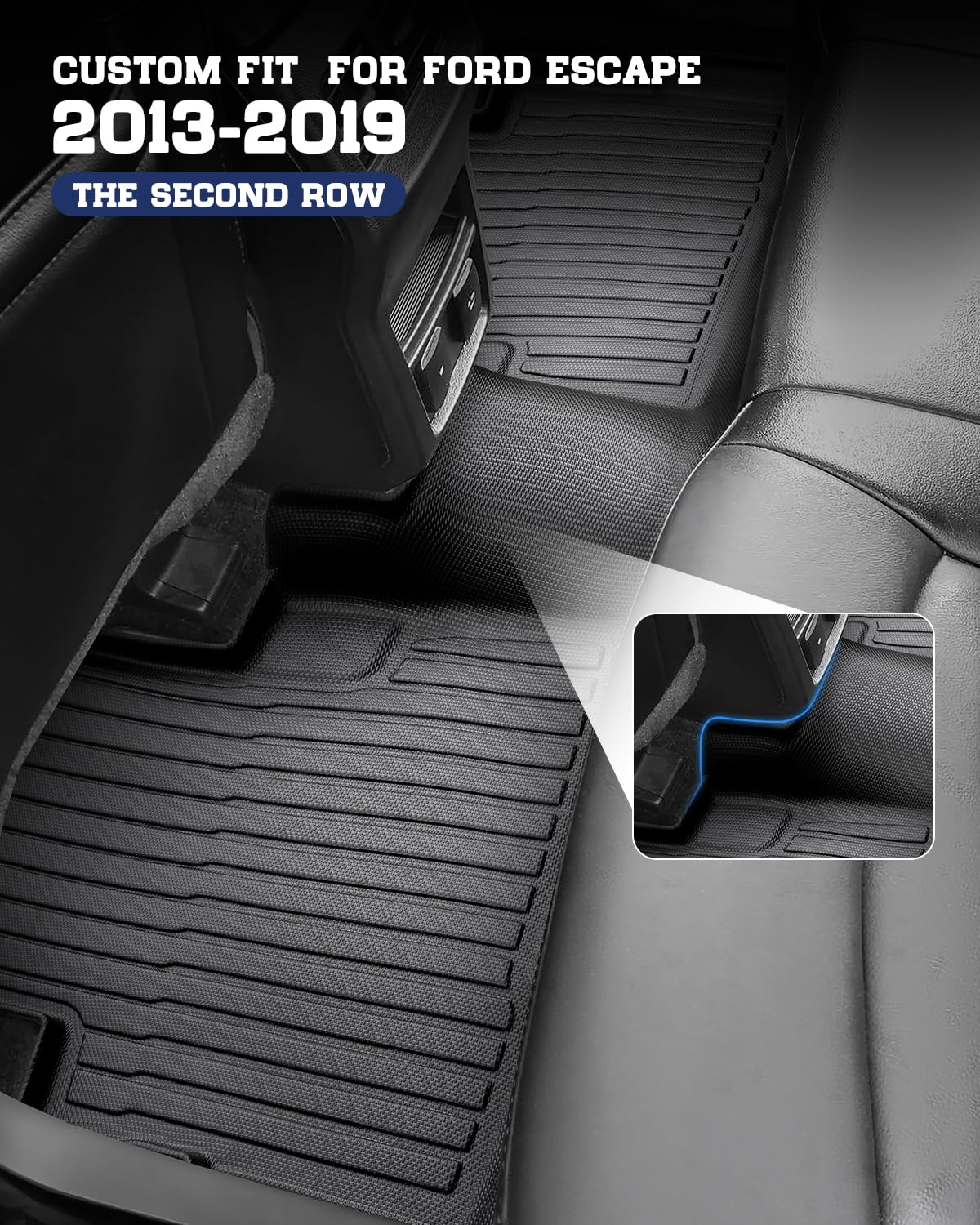 CreekT® Floor Mats for Ford Escape 2013-2019, All-Weather TPE Floor Mats & Cargo Liner with Door Sill Guards Accessories, Full Coverage Set