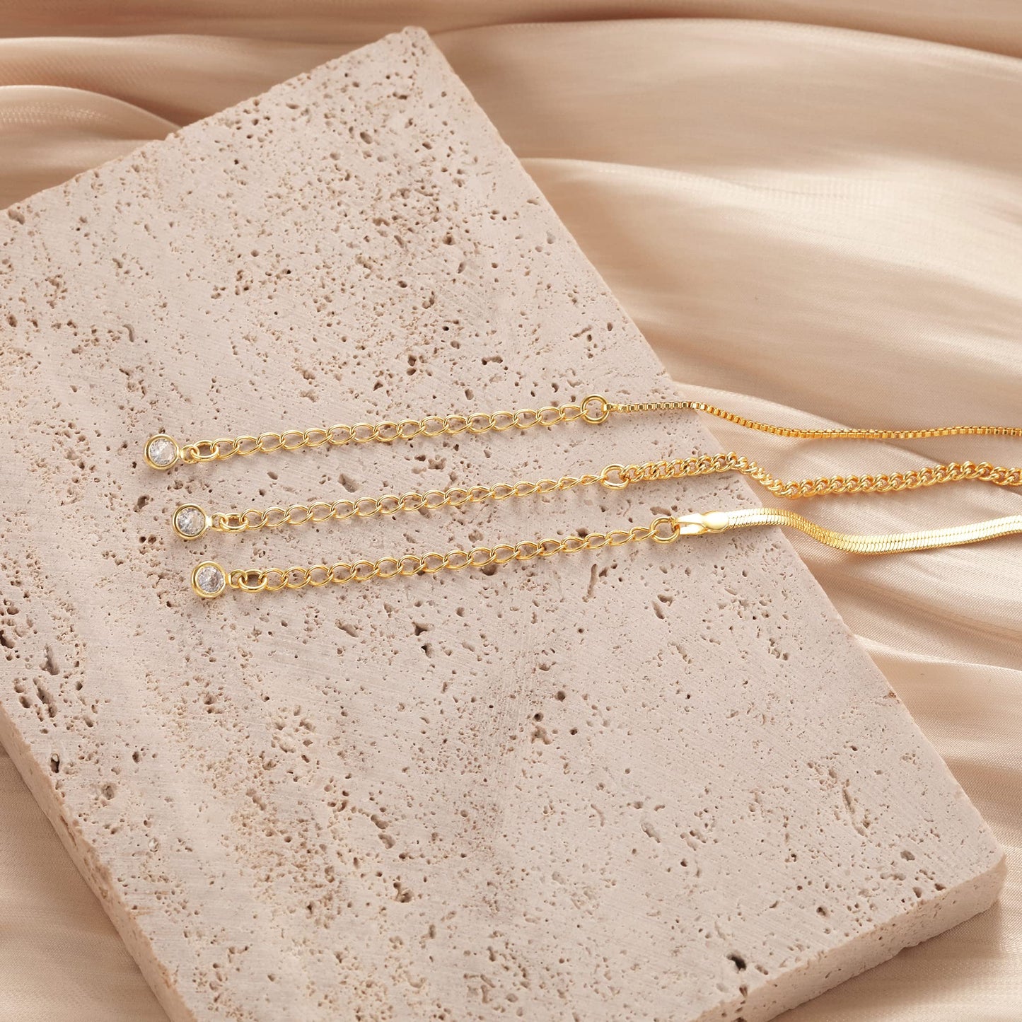 Freekiss Gold Herringbone Necklace, Layered 14K Gold Filled Choker Necklaces, Dainty Snake chain Cuban Link Necklace Set, Simple Gold Jewelry Gifts