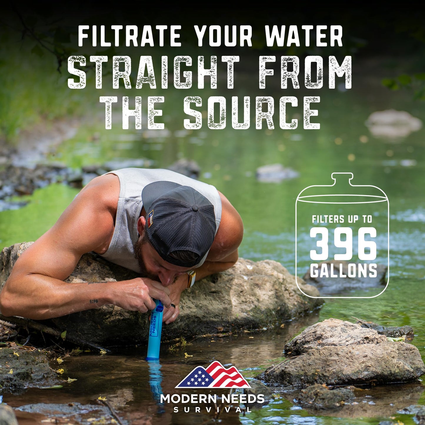 MODERN NEEDS Ready Filter Personal Water Filter Straw | Backpacking Water Filter for Hiking & Camping | Portable Water Purifier Camping | Emergency Survival Gear & Camping Survival Kit | 5 Pack