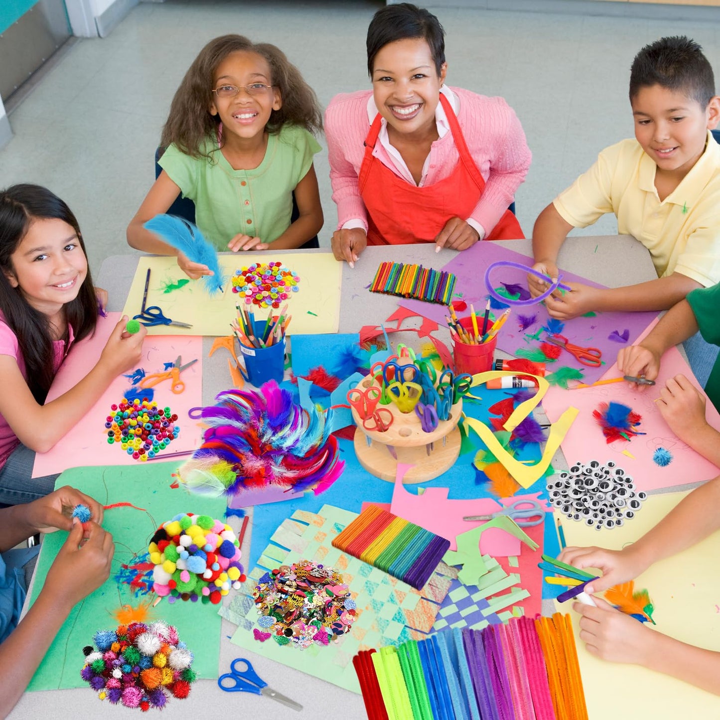 Treasure Cove Arts and Crafts Supplies for Kids Craft Supplies Materials Kit DIY School Craft Kit Toddler Art Set Activity Materials for Preschool Kindergarten Crafting Project Art Activity 1850Pcs