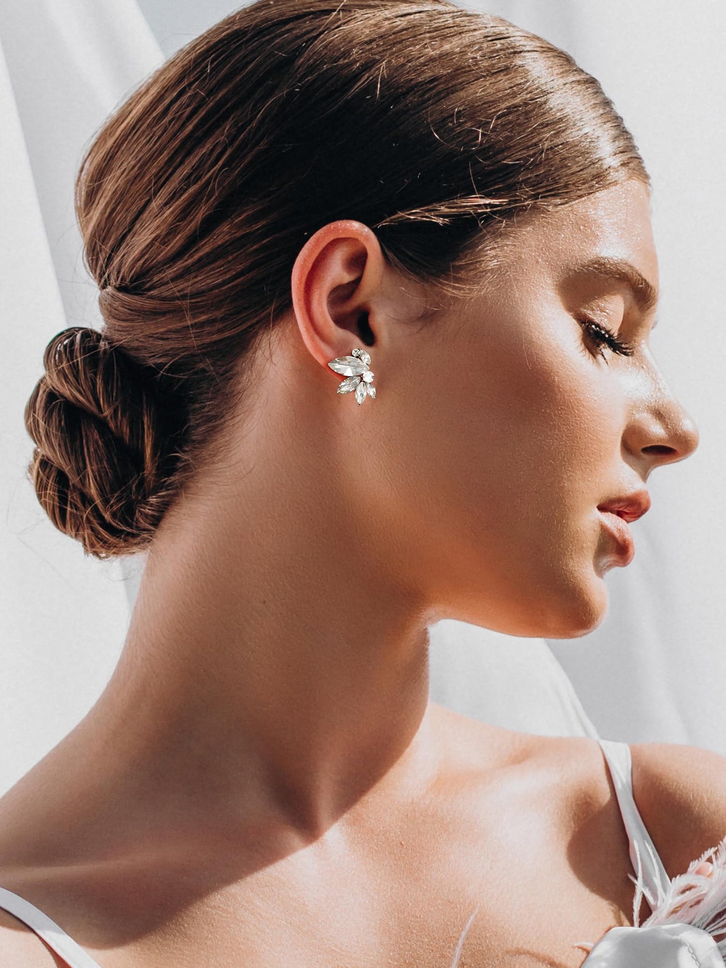 SWEETV Sparkly Gold Rhinestone Stud Earrings for Women, Crystal Wedding Bridal Earrings for Brides,Cluster Bridesmaid Earrings, Prom Formal Party Jewelry