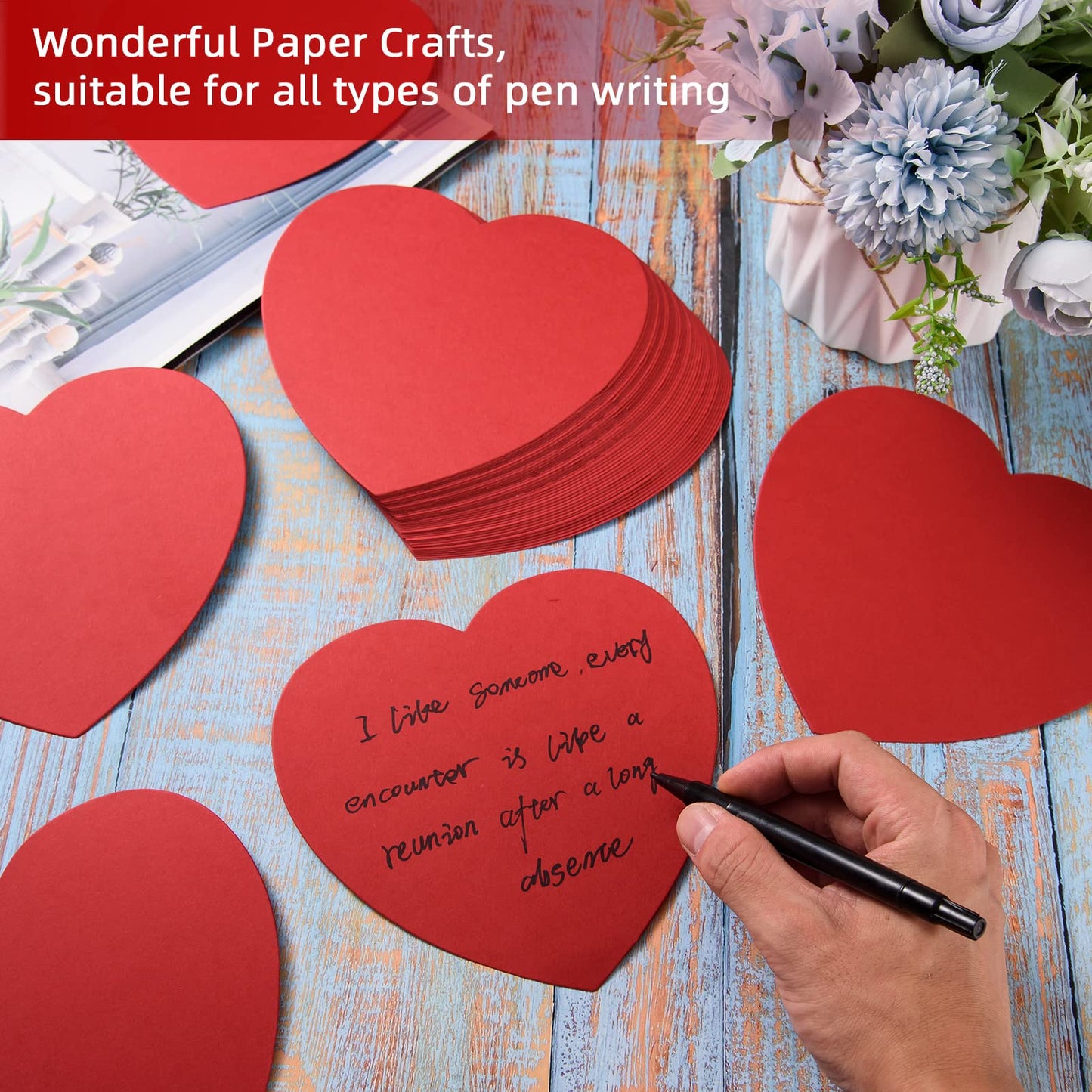 150 Pcs Large Heart Paper Cutouts, Red Heart Shapes Paper Cut Out, Valentines Hearts, Heart Cardstock Cutout for Valentine’s Day Crafts Bulletin Board Wall Classroom Decoration