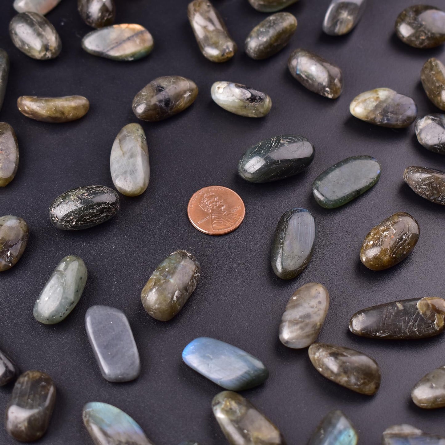 SigMntun Polished Stone Set Labradorite Crystals, Handpicked Tumbled Gemstones Rocks, Pebbles for Reiki, Chakra, Healing, Home Decor 0.6" Inches 7 Ounces