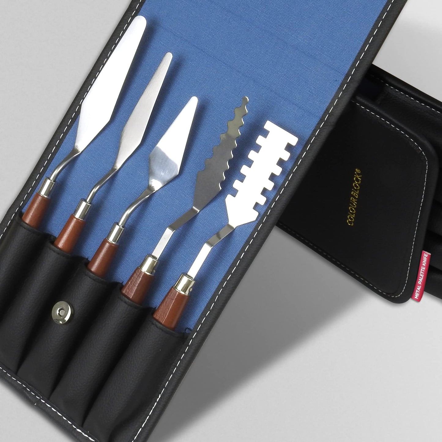 COLOUR BLOCK 6pc Painting Knife Set, Stainless Steel Blades, Wooden Handles, Artist Tools, Art Spatula, Palette Knives for Acrylic & Oil Painting, Durable Carry Case