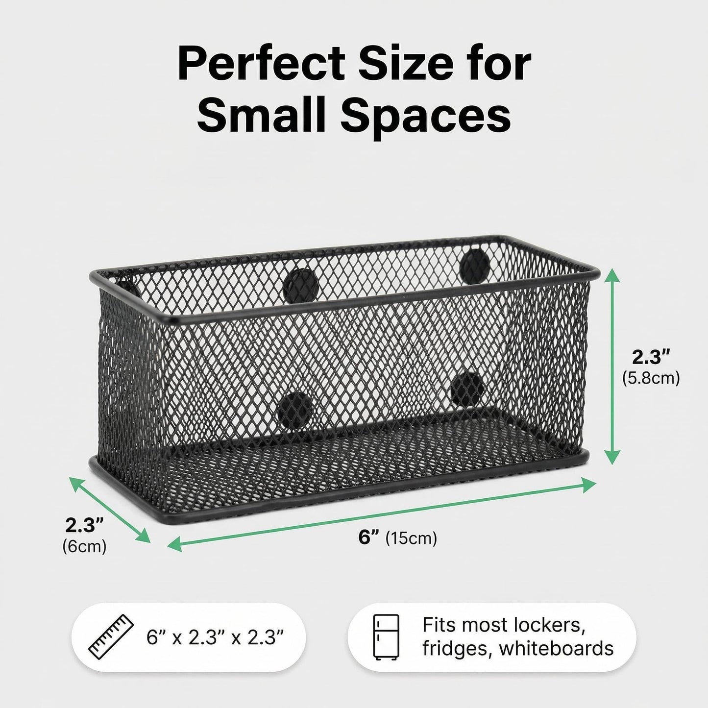 Neudeco Magnetic Locker Organizer and Accessories, Wire Mesh Magnetic Storage Basket, Magnetic Holder for Dry Erase Markers, Strong Magnet Pen Holder for Fridge School, Pack of 3, Black