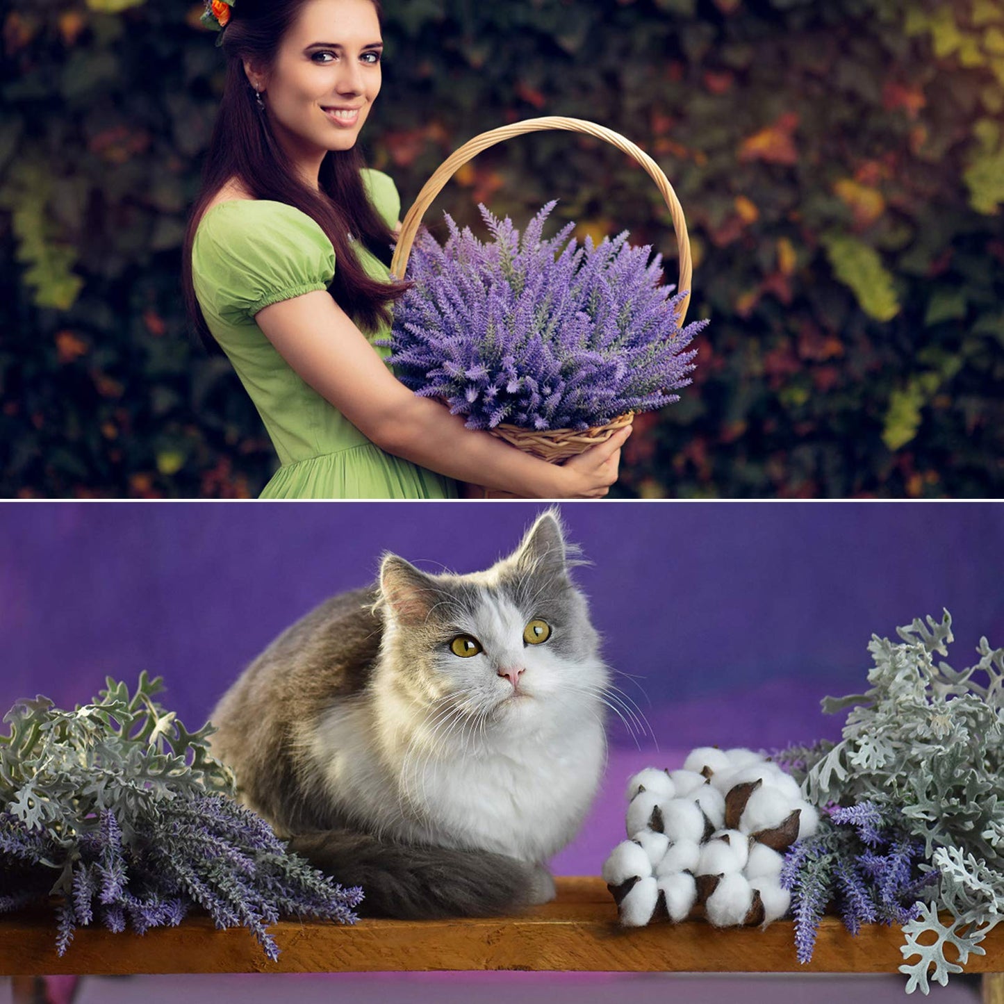 Besteek 10 Bundles Fake Flowers Artificial Lavender Faux Plastic Plants Purple Flowers for Home Wedding Kitchen Garden Patio Porch Window Box Office Table Centerpieces Indoor Outdoor Decor, Purple