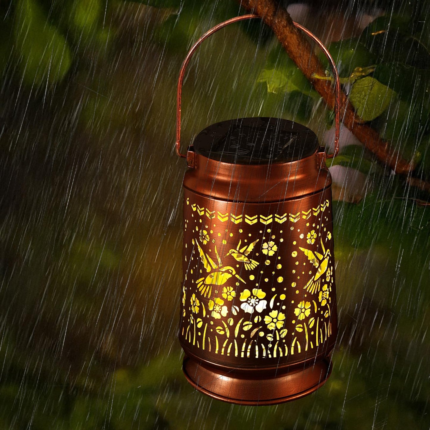 Solar Lanterns Outdoor Waterproof Gifts for Women Grandma Gifts for Mom Hummingbird Garden Decor Solar Hanging Lantern Metal for Patio Yard Festival Pathway Landscape