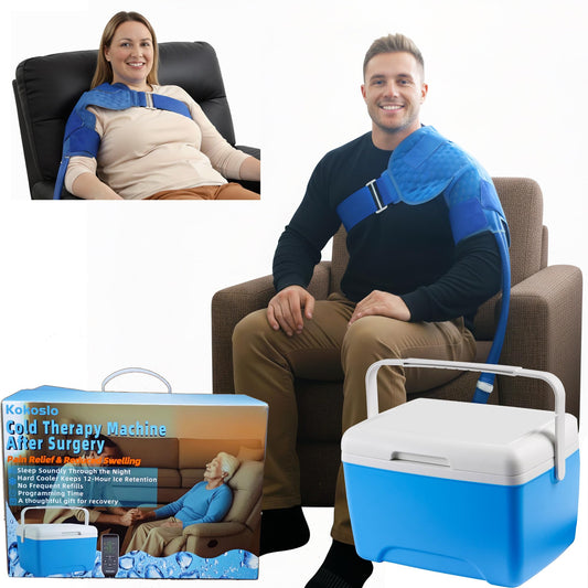 Cold Therapy Machine for Shoulder Recovery—Ice Machine for Shoulder After Surgery With Programmable Timer, Reduce Post-Op Swelling, Rotator Cuff Tears/Sprains, Cryotherapy Pain Relief, Compression Pad