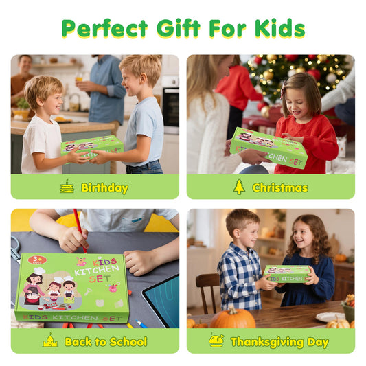 36Pcs Kids Knife Set for Real Cooking, Montessori Kitchen Tools for Toddlers, Safe Kids Cooking Toys with Storage Bin, Toddler Kitchen Knife Set for 3-10 Year Old Boys and Girls Birthday Gifts