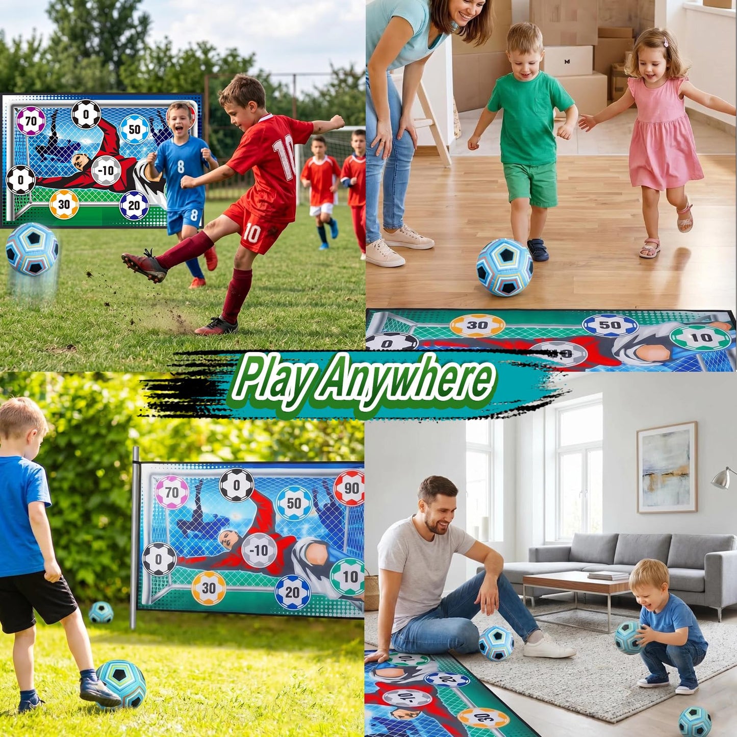 Soccer Ball Game Set for Kids: Indoor Outdoor Backyard Toss Soccer Goal Game with Balls - Sports Soccer Toys for Kids Boys for 3 4 5 6 7 8 Year Old - Birthday Gifts for Boys Girls Age 3-12