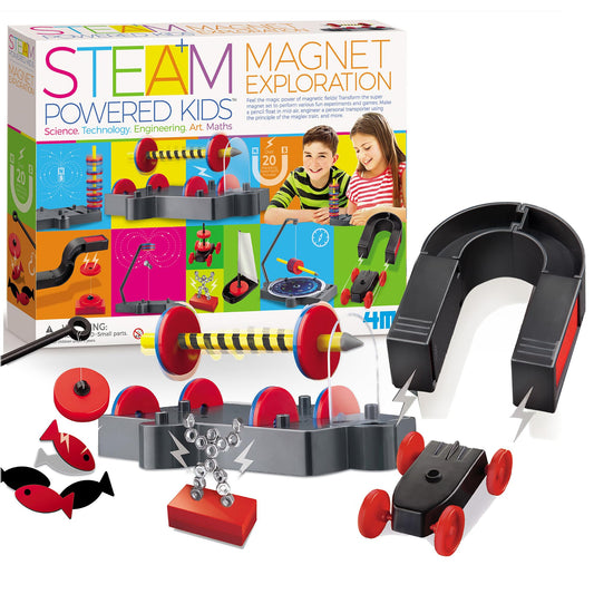 4M - STEAM Magnet Exploration - Hands-On Science Kit with Magnetic Toys Experiments for Kids Ages 5+ - Includes Magnet Toys Wand, U-Shaped Magnet, More - Educational STEM Toy GIF, Magnet Science Kit
