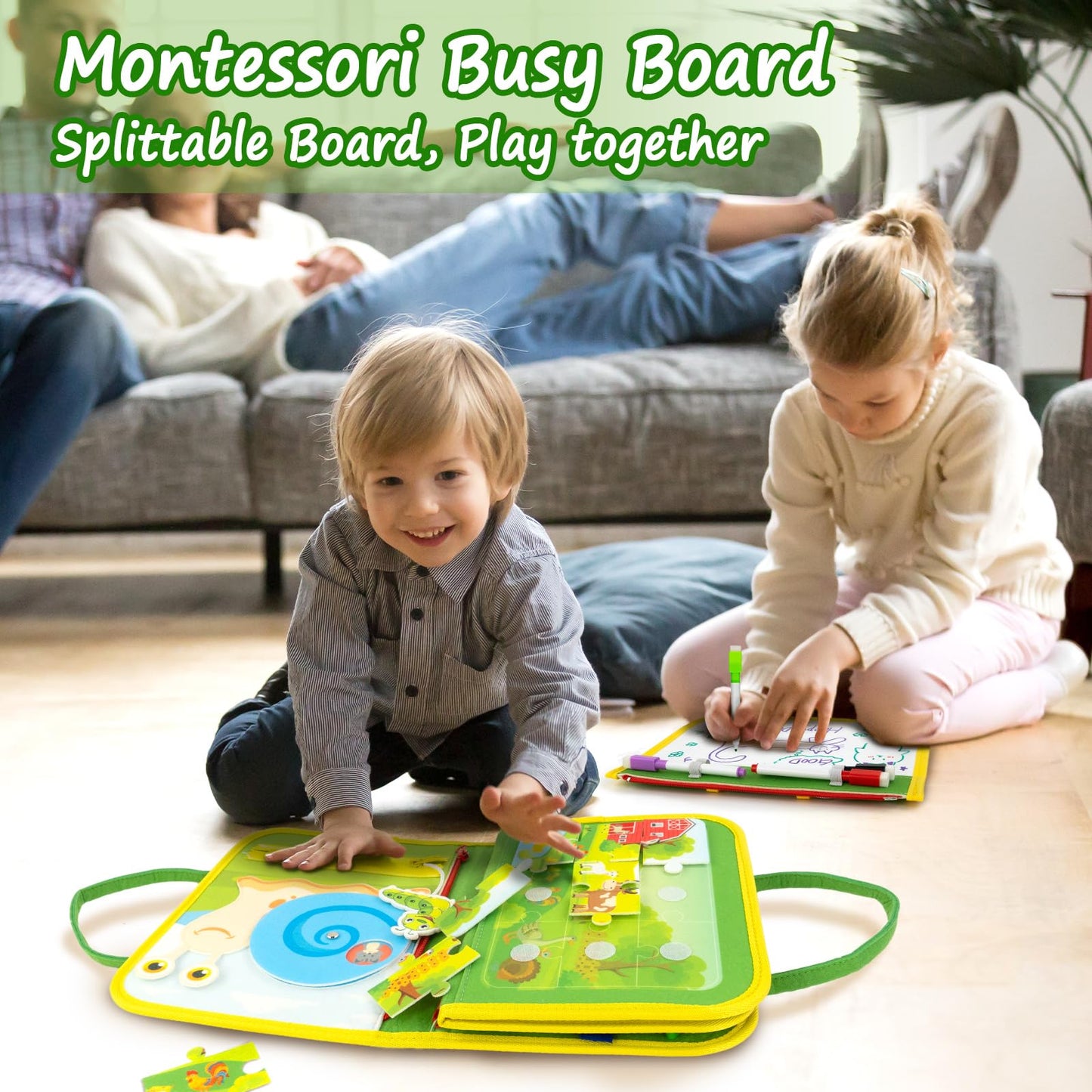Letoya Toddler Busy Board, Farm Busy Book Montessori Toys for Toddlers, Sensory Board Learning Toy Educational Activity Books Birthday for Girls Boys, Travel Toys for Airplane Car