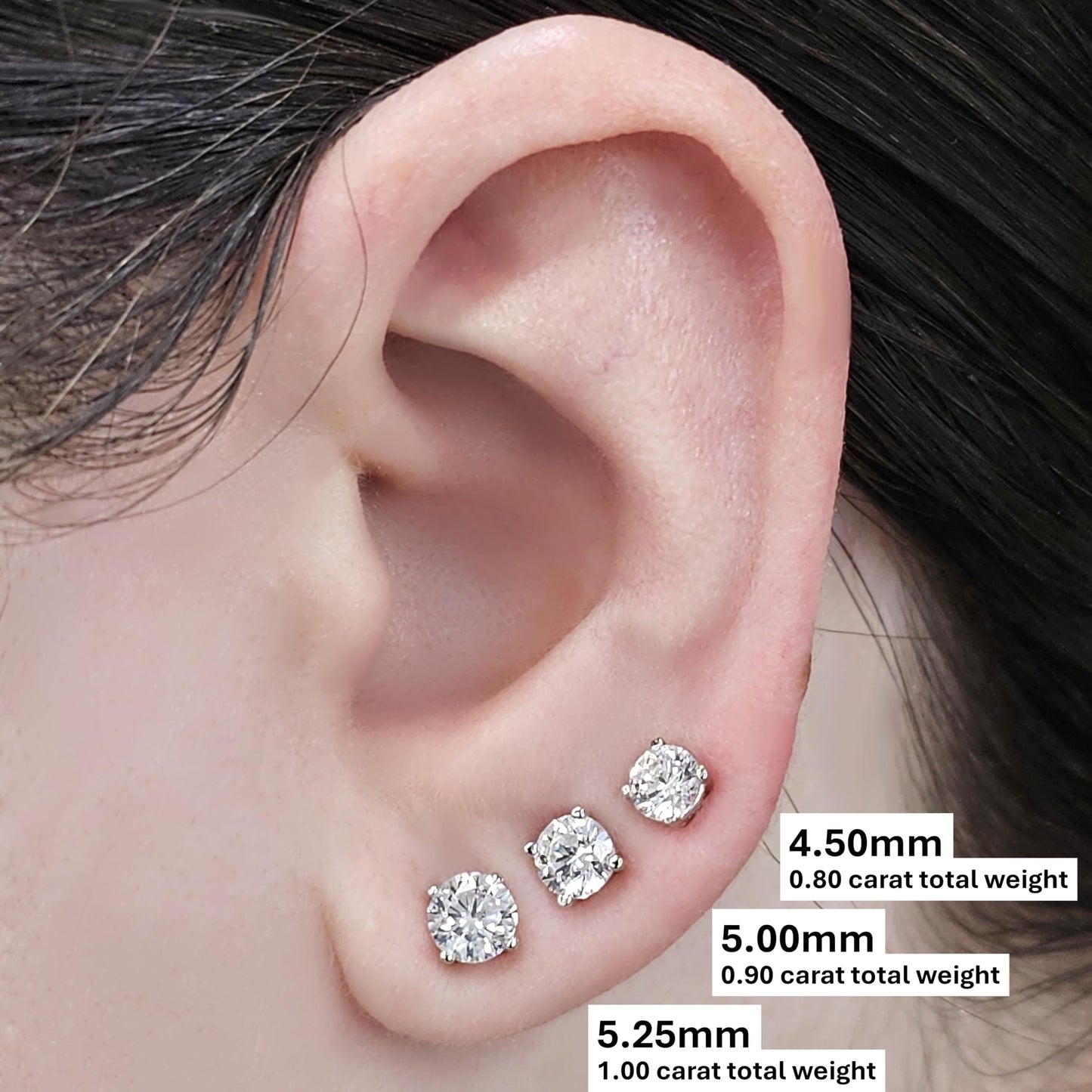 Central Diamond Center Round Simulated Diamond Stud Earrings Hypoallergenic Metal & Sterling Silver CZ - 5.25mm (1.00cttw) Rose