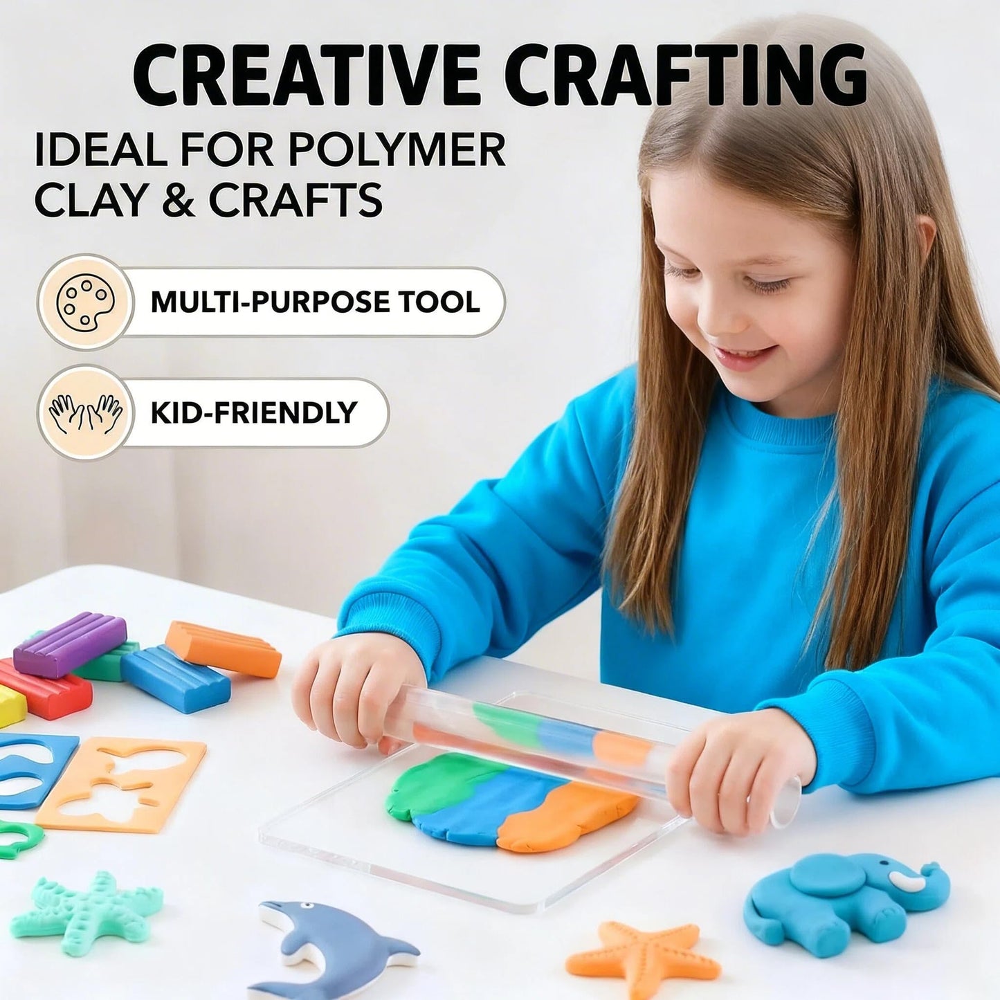 Polymer Clay Cutters Tools, Clay Earring Cutters, Solid Acrylic Roller Flexible Clay Blades Texture Tool Acrylic Sheet, 24Pcs Clay Cutters Shapes, Polymer Clay Accessories for Arts & Crafts Supplies
