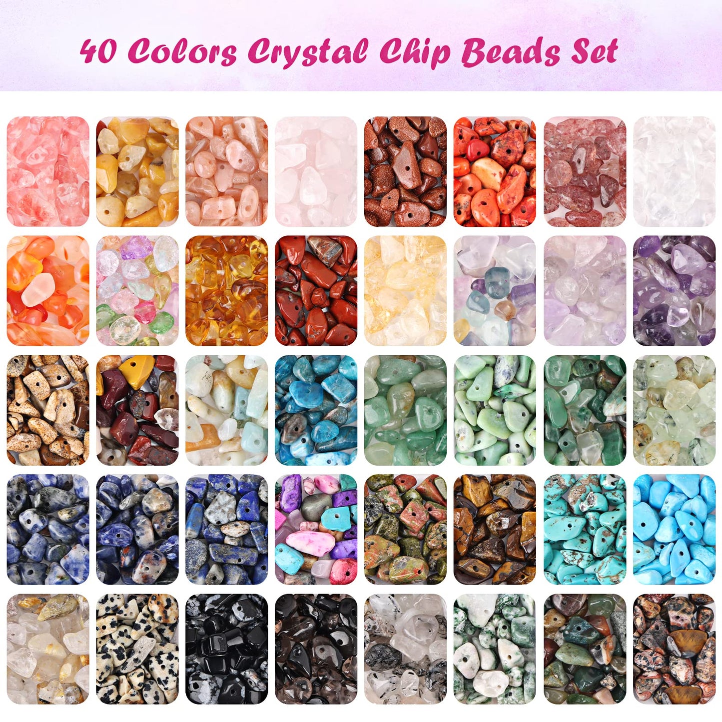 QUEFE 40 Colors Crystal Beads for Jewelry Making Crystal and Gemstone Beads 900pcs Jewelry Making Supplies Kit for Ring, Bracelets Earring Making Supplies, Craft Gifts