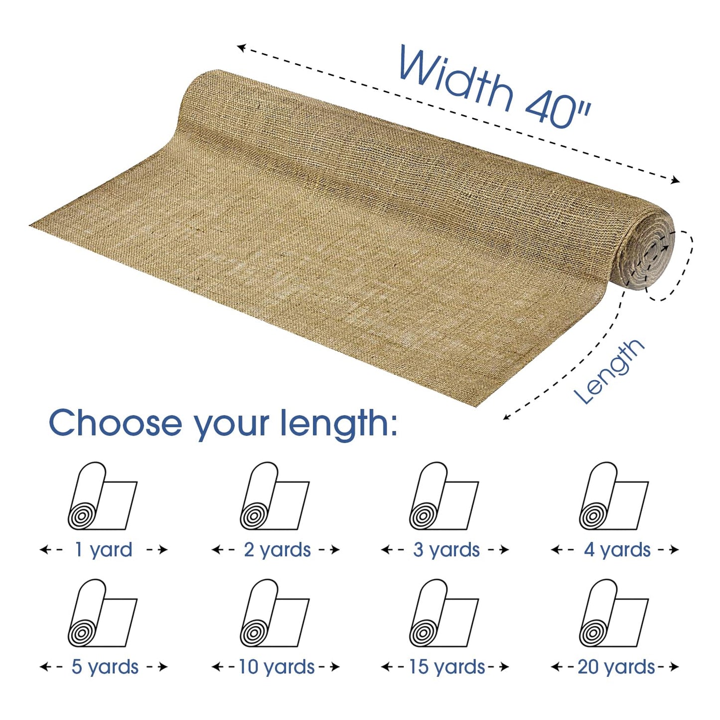 Pico Textiles 40” Wide Burlap - 1 Yard (3 Feet) Premium Natural Burlap Fabric, Sold by The Yard - Great for Weddings, Home Crafts, Garden Fabric, Table Runner, Tablecloth