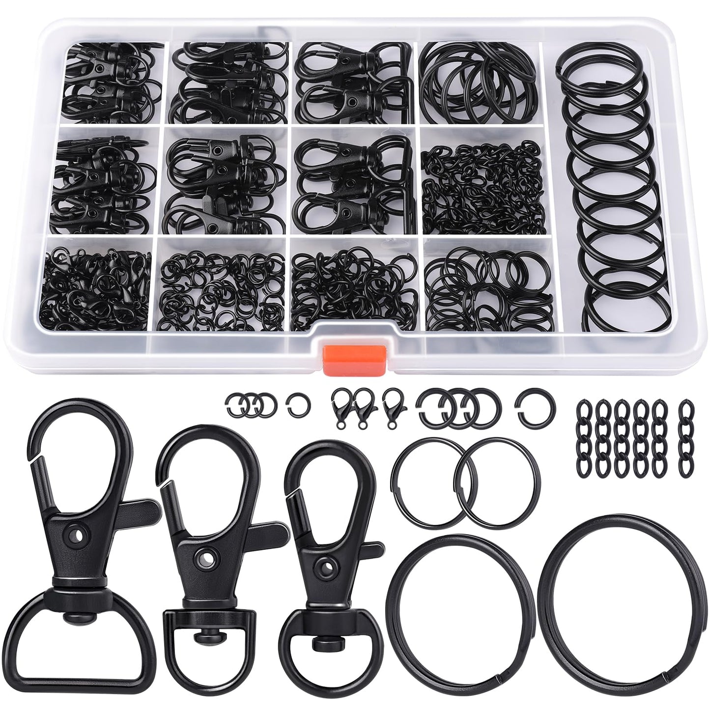 LEOBRO 265PCS Keychains Clips with Key Rings, Keychain Making Kit, Metal Lobster Claw Clasps and Key Chain Rings, Key Chains Key Rings Bulk, Keychain Rings, Clip for Keys Crafts, Gold
