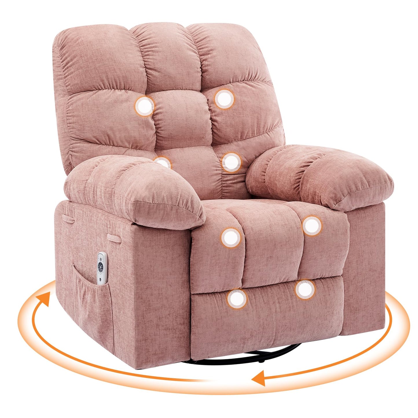 Garvee Rocking Recliner Chairs,Massage Recliner Chair with Vibration Massage and Heat,360° Swivel Rocking Recliner Chair with Side Pockets Cup Holders,for Living Room,Bedroom,Home Theater