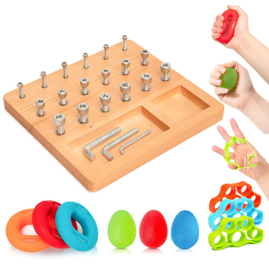 DICYWUDI Wooden Pegboard for Finger Dexterity, Finger Strength Trainer for Hand Grip Strengthener Targeted Strength, Relief & Recovery– for Men, Women, and Seniors