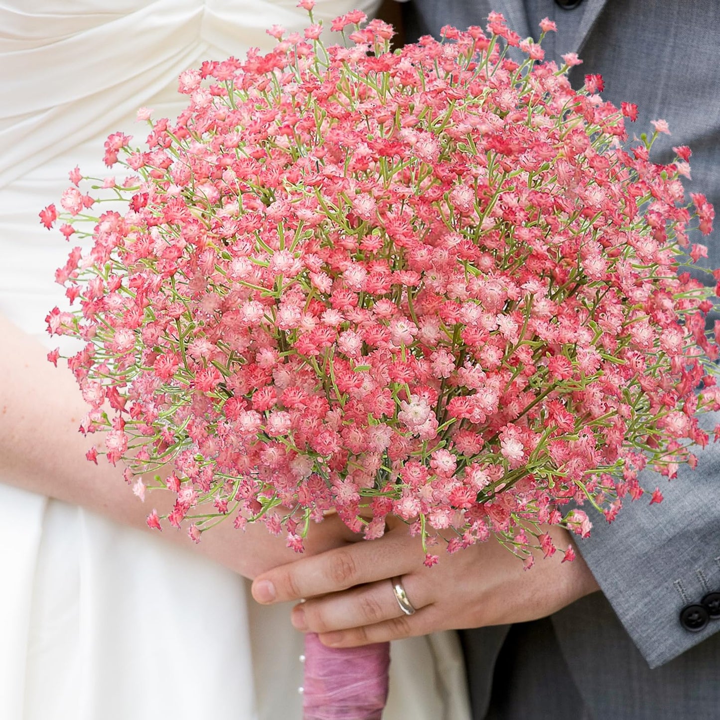 N&T NIETING Babys Breath Artificial Flowers Bulk, 24Pcs Fake Gypsophila Bouquet Flowers Real Touch Faux Babies Breath Arrangement for Wedding Floral Party Home Centerpieces Vase Decoration, Pink