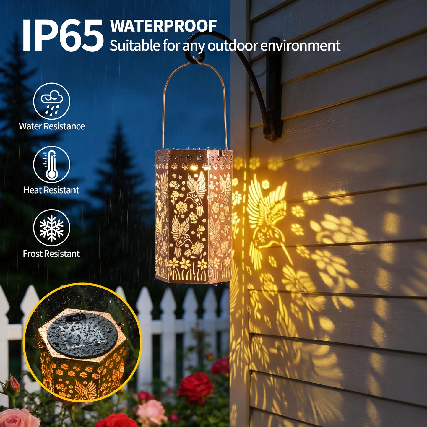 Hummingbird Solar Lanterns Outdoor Waterproof, Birthday Gifts for Women Mom Grandma, Hanging Solar LED Lights for Garden Decor Outside, Metal Lantern for Yard, Patio, Backyard, Porch
