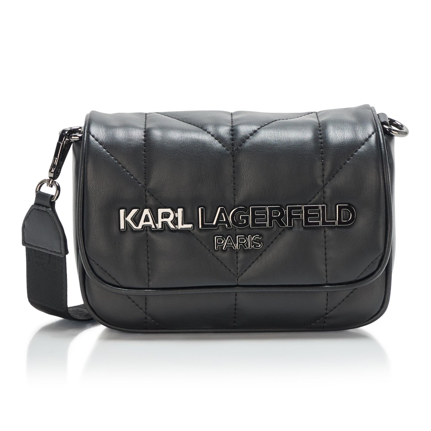 KARL LAGERFELD Women's Voyage Messenger Bag, Black/Gunmetal, One Size