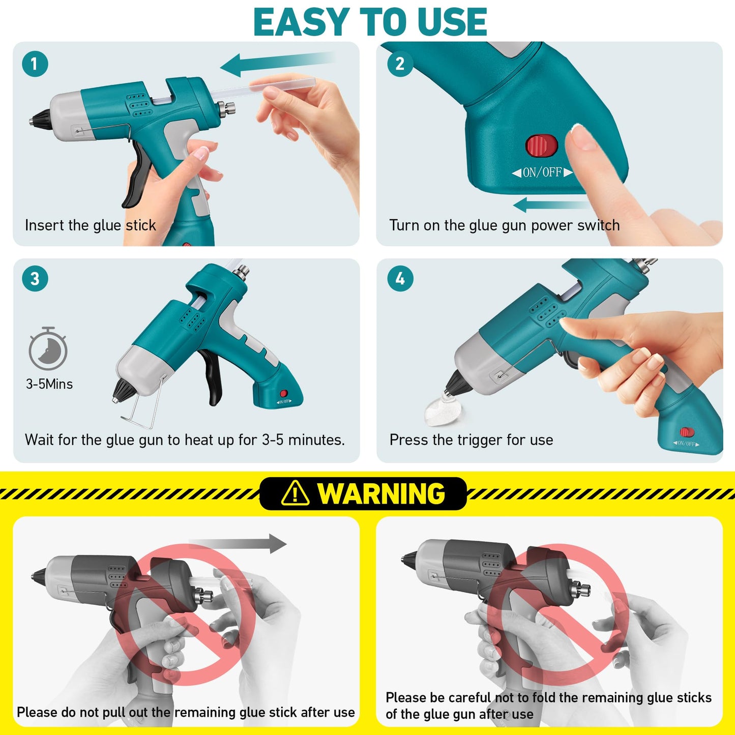 NailHsing 20W Cordless Hot Glue Gun Fast Heating Mini Glue Gun and Sticks Set with 7mmX15cmX30 PCS Glue Sticks for DIY&Arts&Crafts Home Repair (Blue)