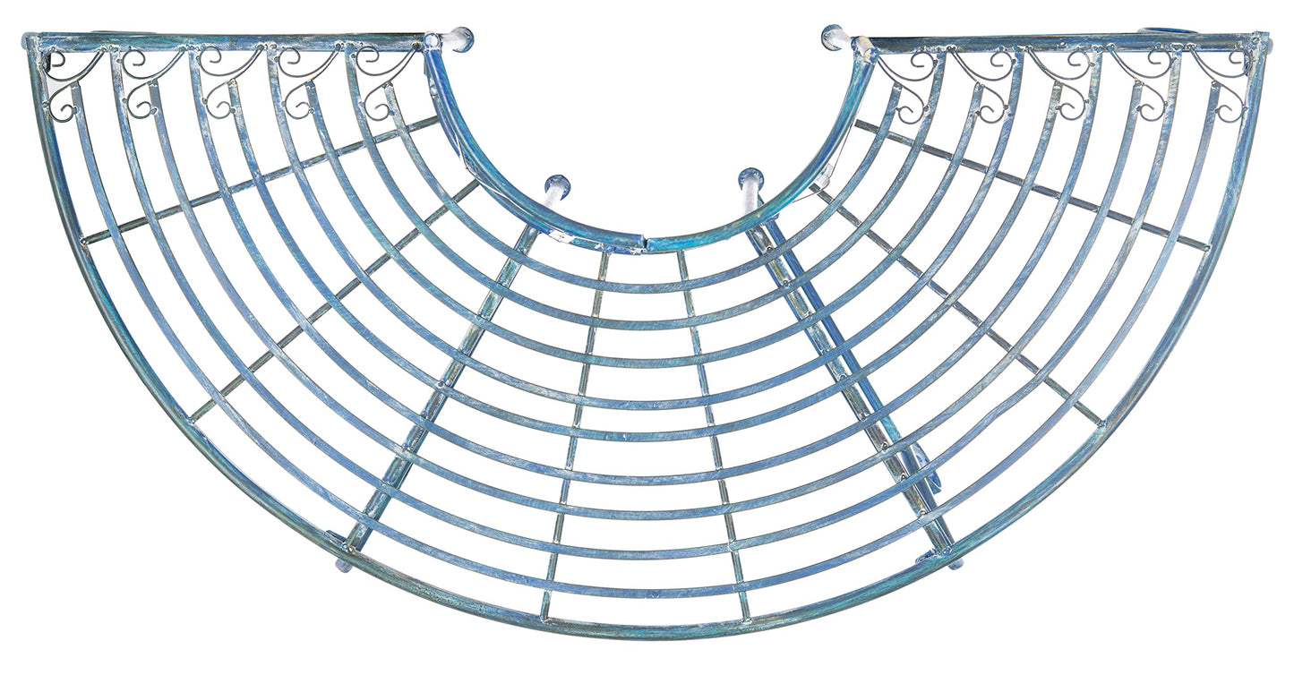 SAFAVIEH Outdoor Furniture Collection – Abia Antique Blue Distressed Wrought Iron 50-Inch Curved Tree Bench, Garden & Patio Seating (PAT5018C)