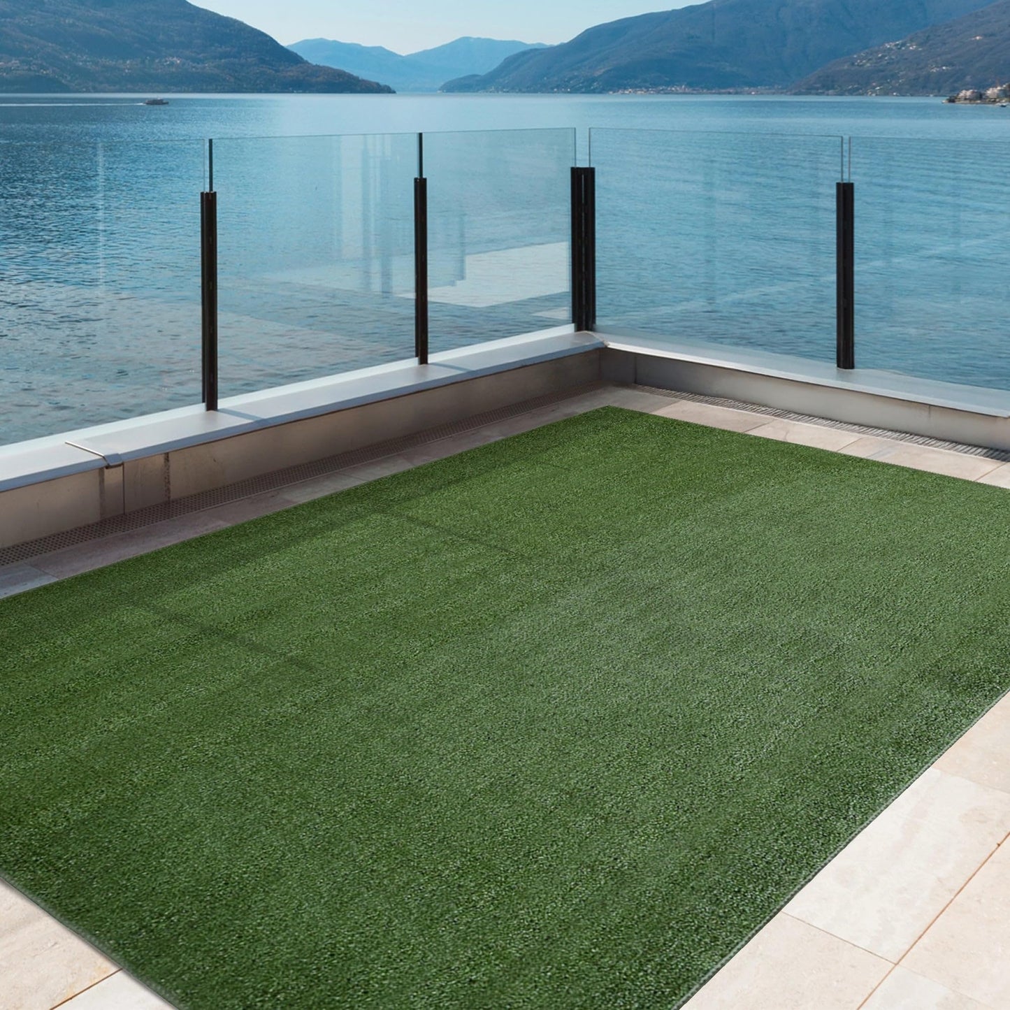 iCustomRug Synthetic Grass Rug – 6 x 7ft Lawn Green Turf Carpet for Patios, Yards, Boats, Camping – Indoor/Outdoor Use