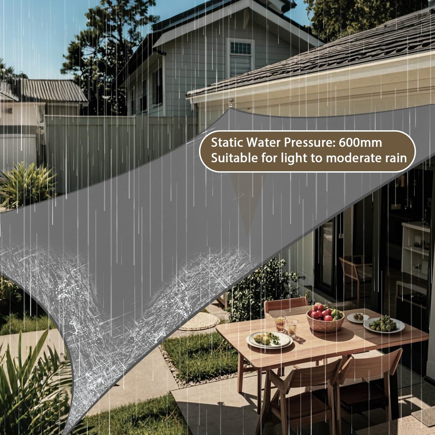 Amagenix Waterproof Sun Shade Sail 8'x10' Dark Grey Shade Canopy Curved Edge 95% UV Blocking Awning Shelter for Outdoor Patio Backyard Garden Activities,Customized