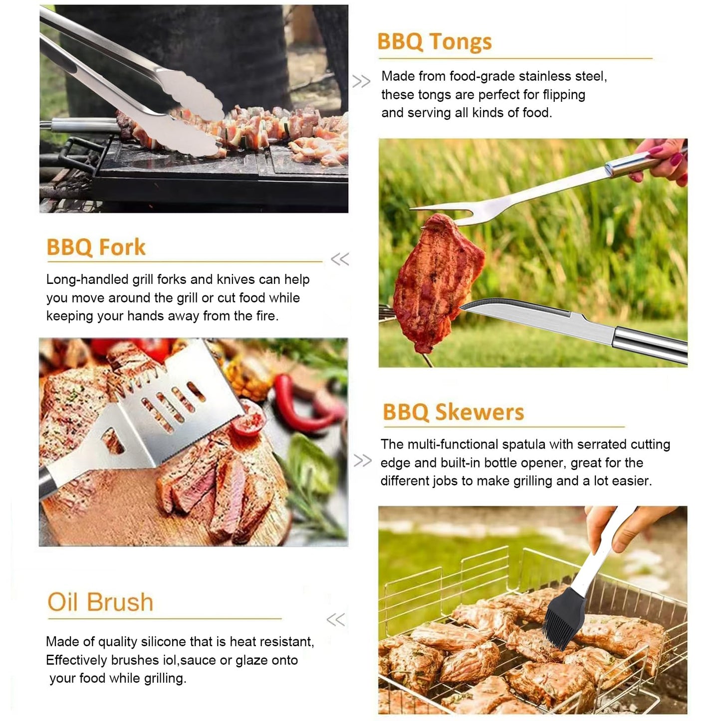 30PCS Portable Grilling Accessories Kit,BBQ Accessories Set with Storage Bag,Stainless Steel Barbecue Tool Set with Apron, for Outdoor,Camping,Backyard Grill Accessories Sets,Man Best Barbecue Gift