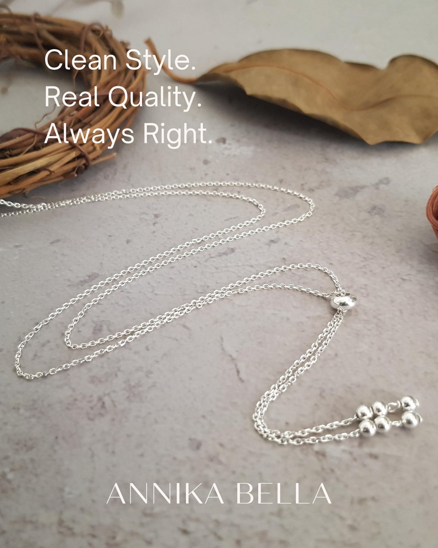 Annika Bella Silver Lariat Necklace, Silver Necklaces for Women, Drop Y Design, Feminine Jewelry, Evening Wear Jewelry, Gift for Her, Wedding Accessories