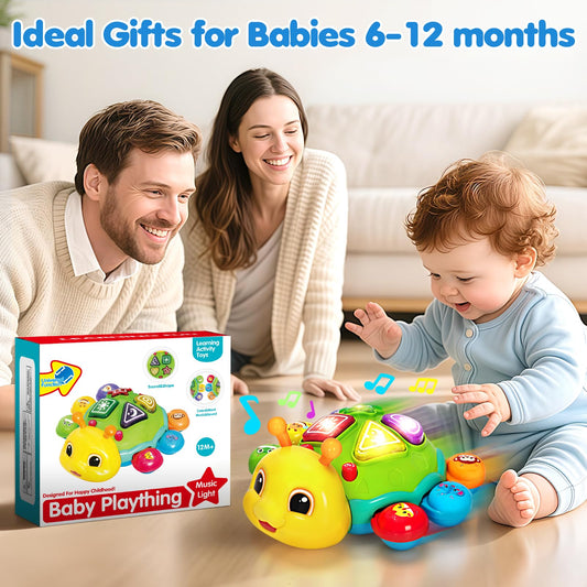 Baby Crawling Toys for 6-12 Months, Musical Toys for Infants 7 8 9 10 11 Months, Early Learning Educational Toy with Light Sound, Tummy Time Development Toys, Christmas Birthday Gifts for 1 Year Old