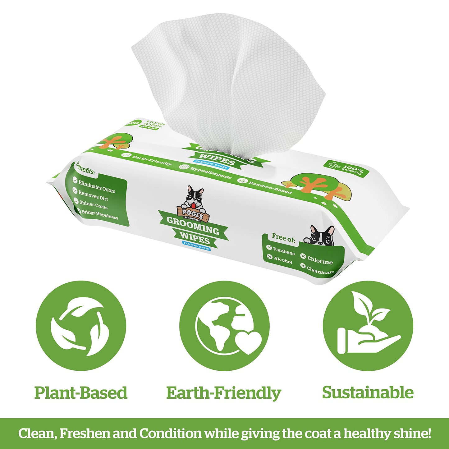 Pogi's Poop n' Wipe Combo - 500 Dog Poop Bags and 100 Plant-based Grooming Wipes Bundle