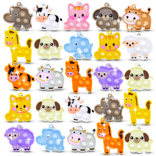 30pcs Party Favors for Kids Easter Basket Stuffers Easter Egg Fillers Sensory Fidgets Toys Mini Pop it Keychain Stocking Stuffers Kid Birthday Gift Treasure Box Toy Classroom Prizes Box Pinata Fillers