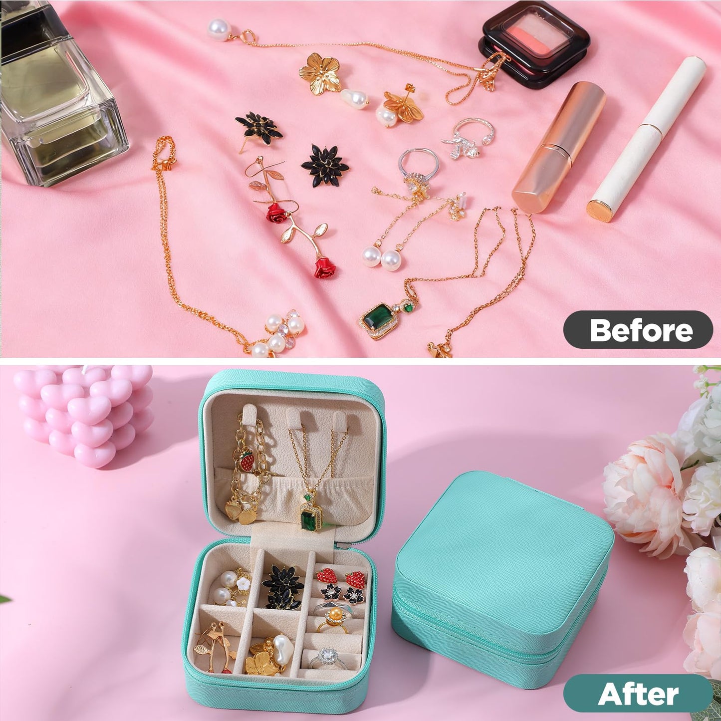 AojSup 12 Pcs Small Jewelry Box Mini Travel Jewelry Case Bridesmaid Gift Pu Leather Travel Organizer Small Jewelries Box Mini Storage Organizer Storage Boxes for Women Girls Bridesmaid Proposal Gift