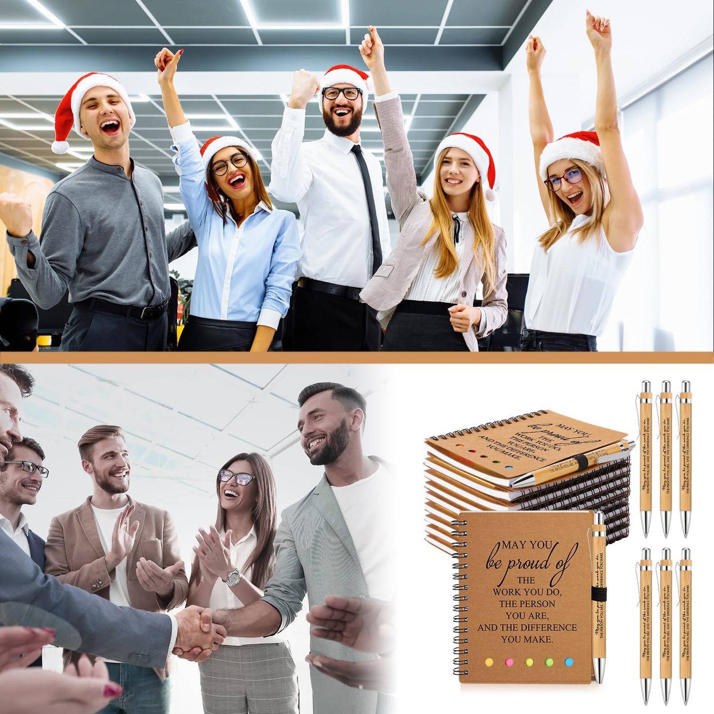 Moinchore 10 Sets Employee Appreciation Gifts Thank You Gifts Inspirational Spiral Notebooks with Sticky Notepad and Bamboo Pen for Team Volunteer Nurse Coworker Teacher Student (May You Be Proud)