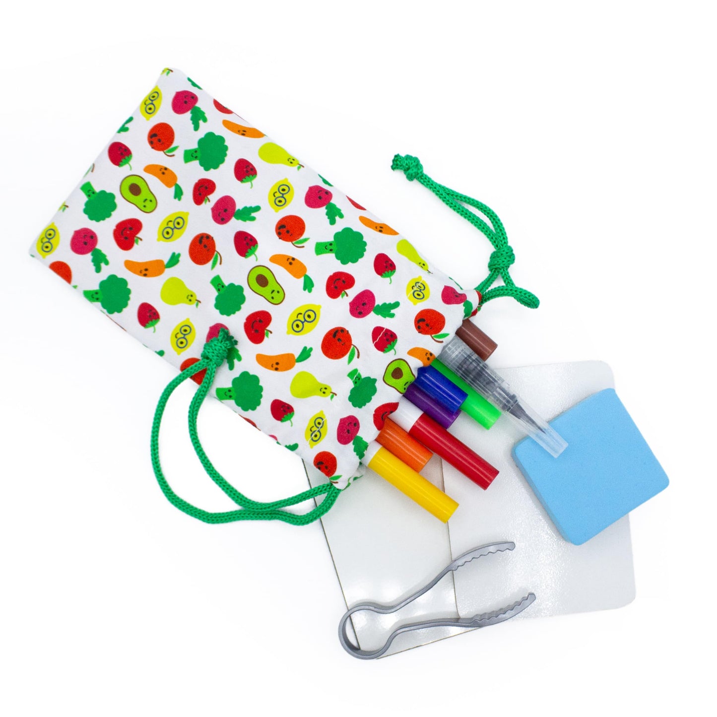 BapronBaby Feeding Littles Busy Bag (Sage Checkerboard) - Toddler Travel Activity Kit, Restaurant Activity Kit for Independent and Family-Wide Play, Age 3+