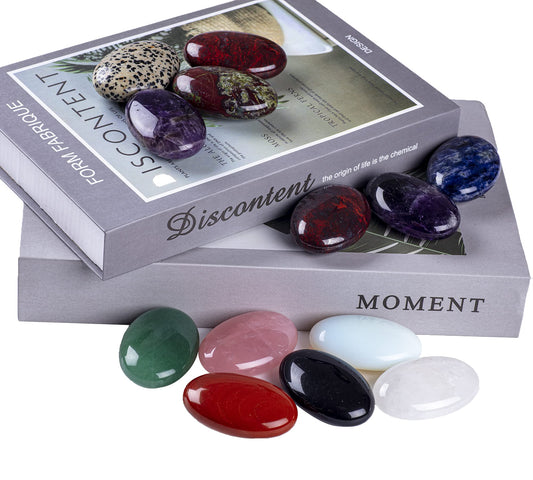 Red Flower Jasper Palm Stone Crystal Natural Chakra Therapy Polished Healing Crystal Oval Pocket Gemstone for Anxiety Stress Relief